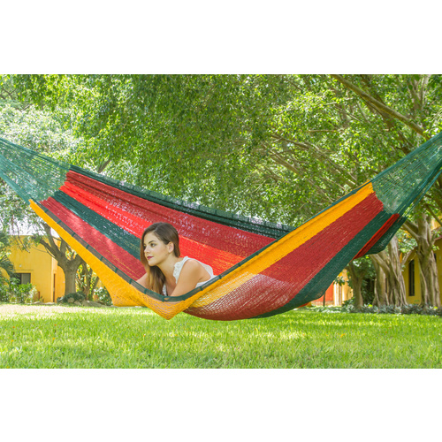 Mayan Legacy Jumbo Size Outdoor Cotton Mexican Hammock in Imperial Colour