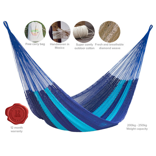 utdoor undercover cotton Mayan Legacy hammock King size Caribean Blue