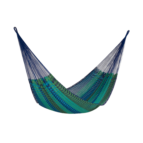 Mayan Legacy Queen Size Outdoor Cotton Mexican Hammock in Caribe Colour