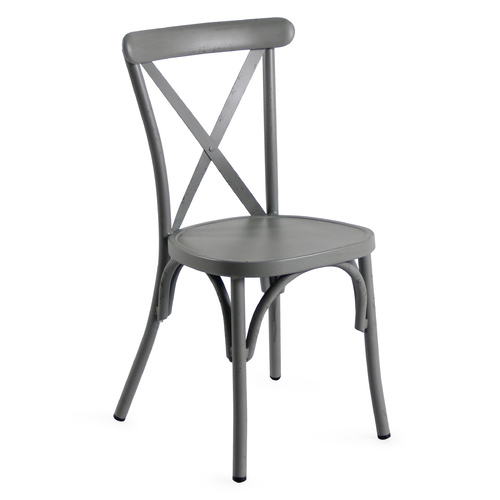 Retro Grey Aluminium Cross Back Chair Set Of 2