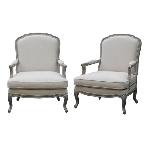 Wash White Louis XV Arm Chair