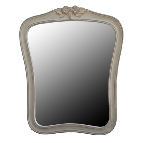 Wash White Mirror With Carving