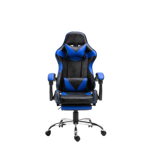 Gaming Chair Office Chair Computer PU Executive Racing Recliner Back Foot Rest Blue