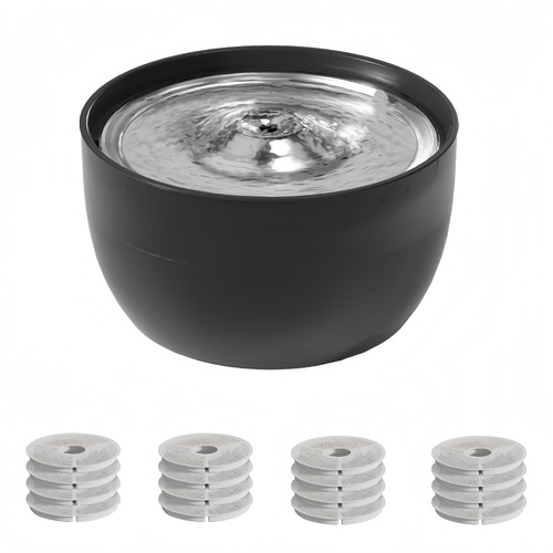 YES4PETS 3L Automatic Electric Pet Water Fountain Dog Cat Black with 17x Filters