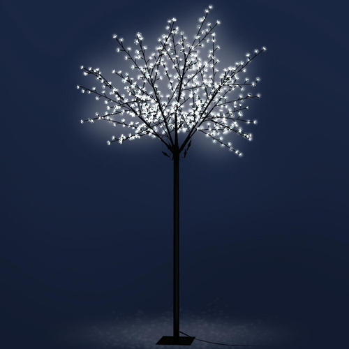 Jingle Jollys 2.5M LED Christmas Blossom Tree 600 LED Optic Fiber Cold White